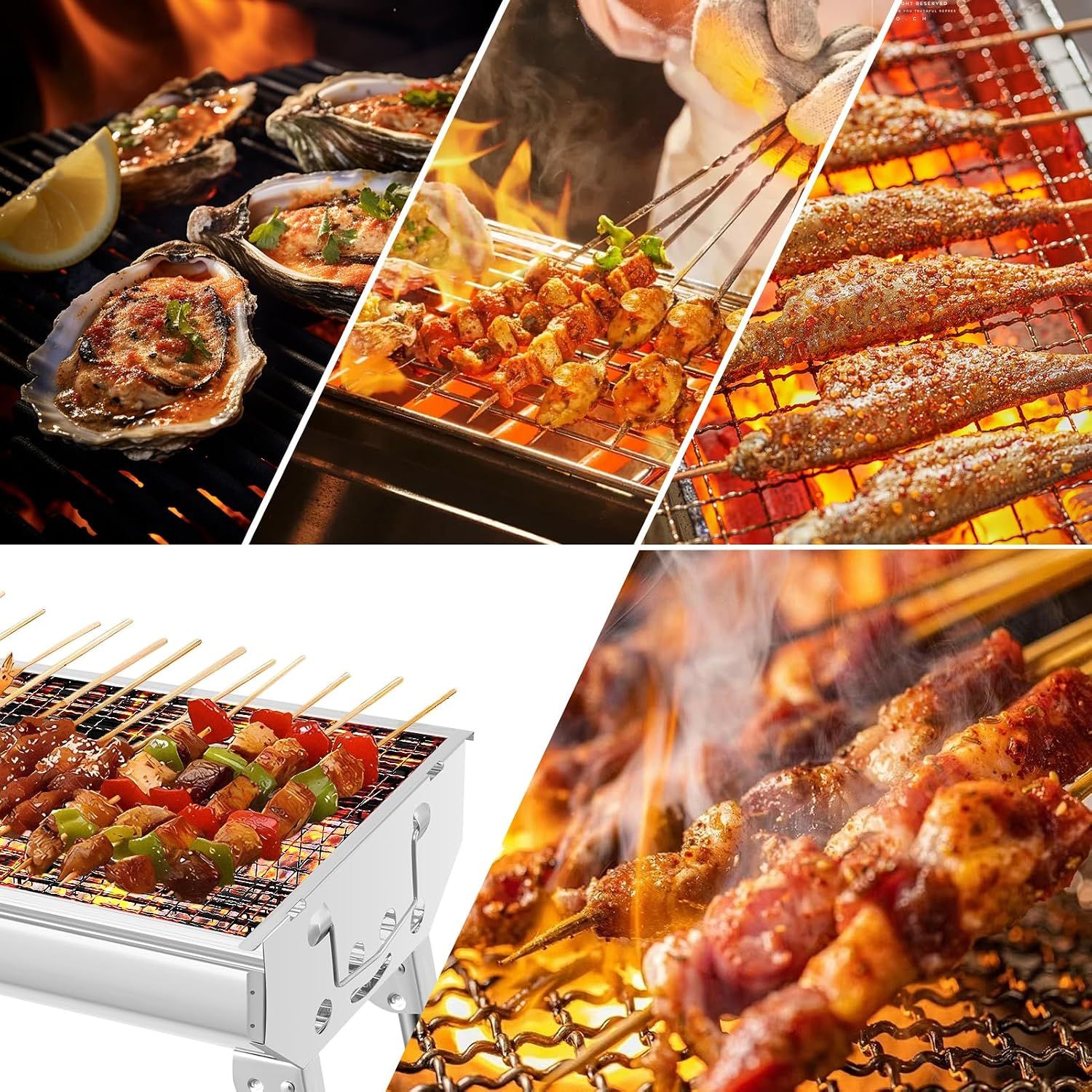 Stainless steel Charcoal Grill – Large Outdoor BBQ with Side Shelves