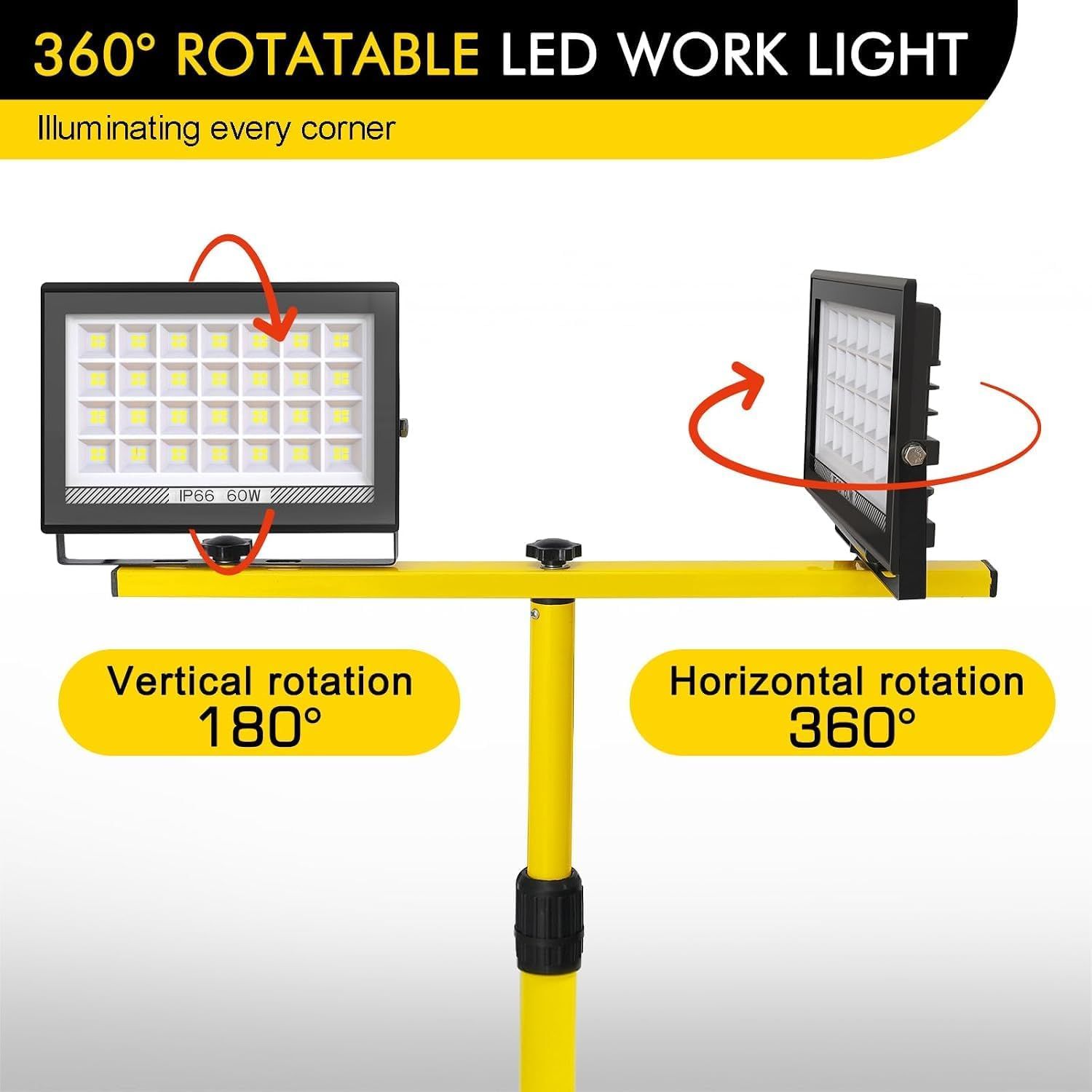 Professional 120W LED Work Light with Adjustable Tripod – 11,000 Lumens