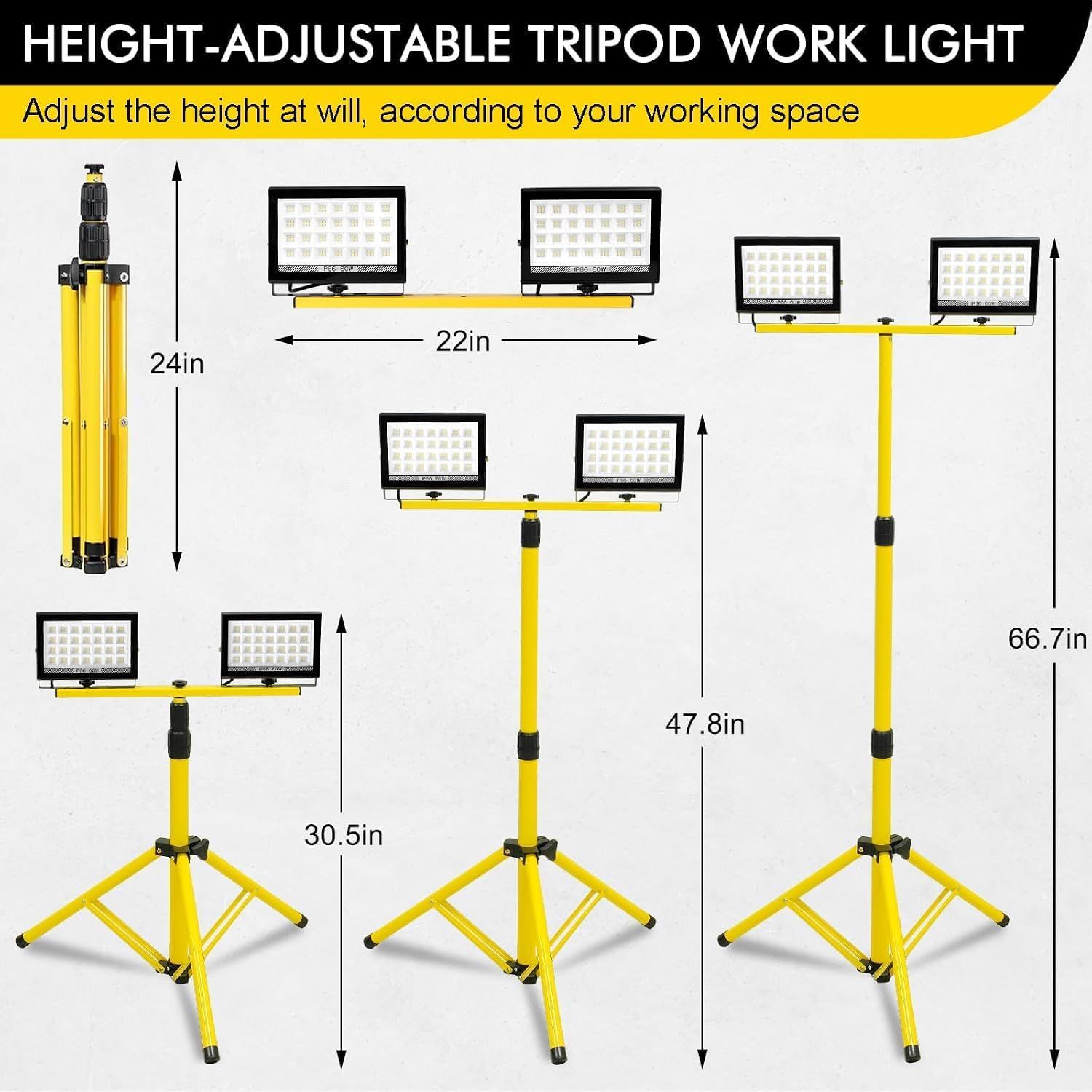 Professional 120W LED Work Light with Adjustable Tripod – 11,000 Lumens
