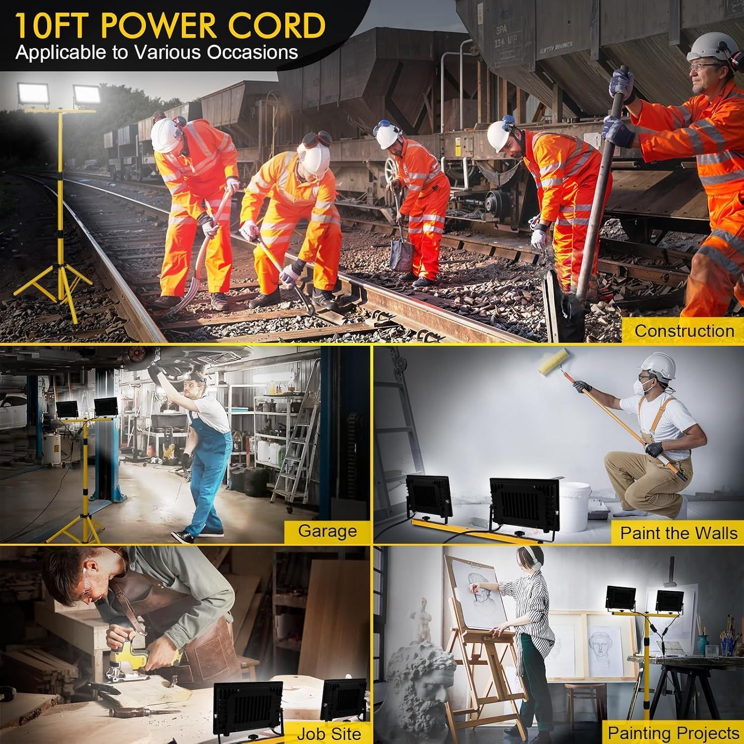 Professional 120W LED Work Light with Adjustable Tripod – 11,000 Lumens