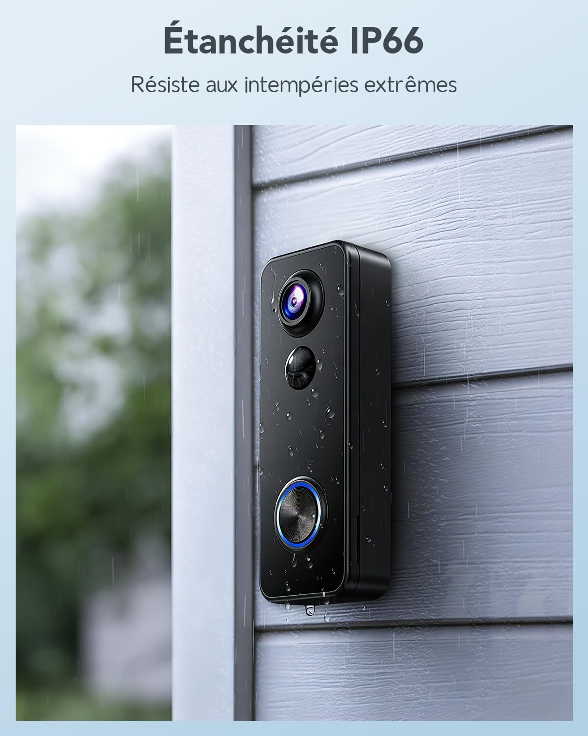 Outdoor Waterproof Wireless Doorbell — 180° Full View Security Camera, PIR Motion Sensor, Two-Way Audio, 2.4GHz WiFi Connection, SD Card Recording