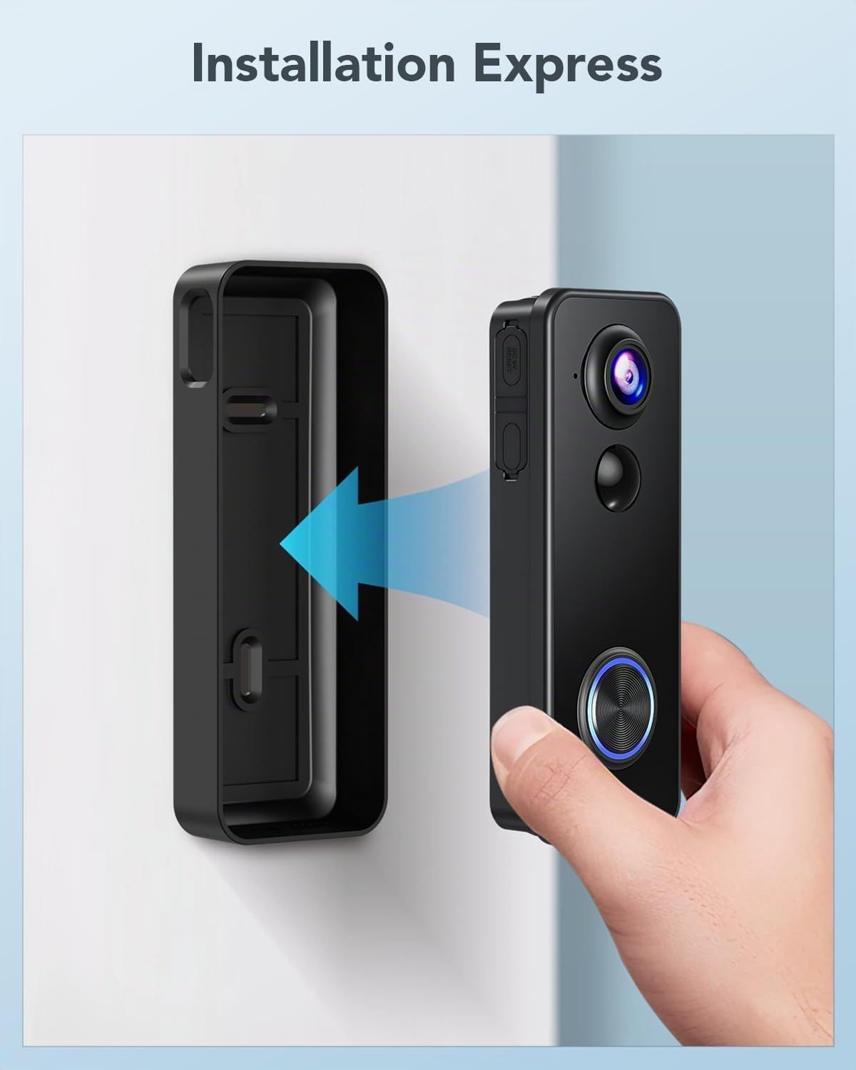 Outdoor Waterproof Wireless Doorbell — 180° Full View Security Camera, PIR Motion Sensor, Two-Way Audio, 2.4GHz WiFi Connection, SD Card Recording