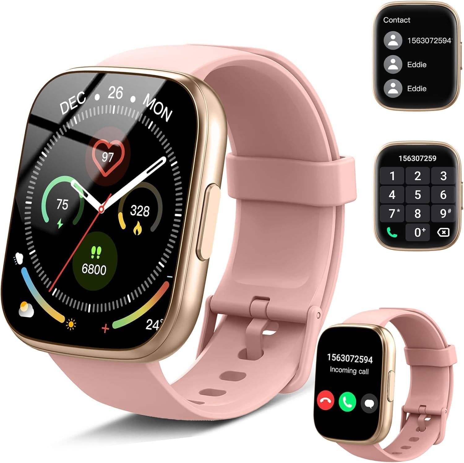 Smartwatch with Bluetooth Calling, 1.95-Inch Display, Fitness Tracker, IP68