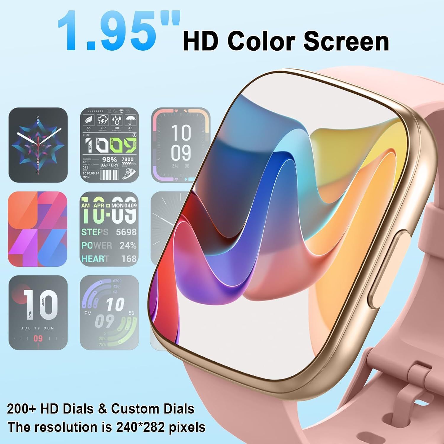 Smartwatch with Bluetooth Calling, 1.95-Inch Display, Fitness Tracker, IP68
