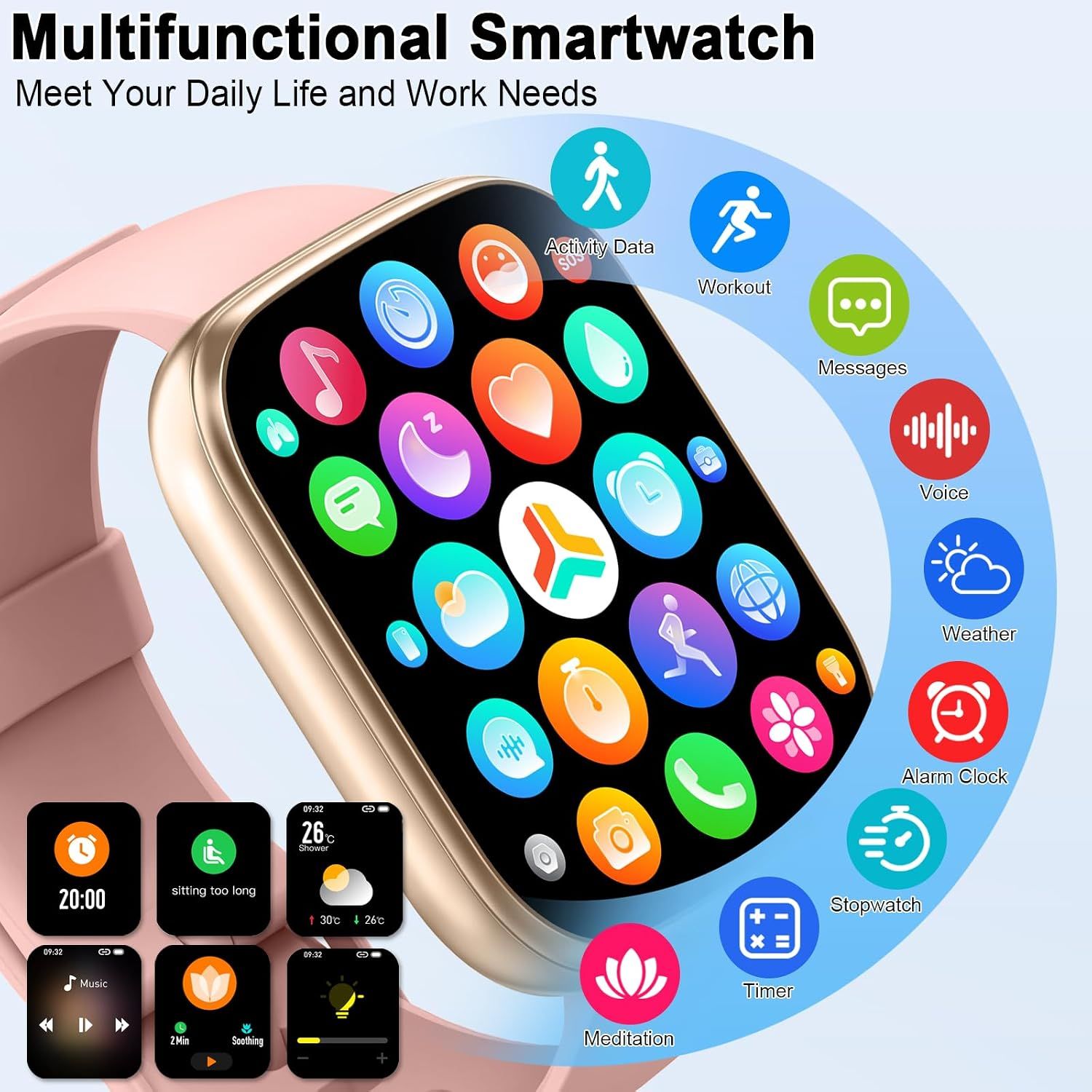 Smartwatch with Bluetooth Calling, 1.95-Inch Display, Fitness Tracker, IP68