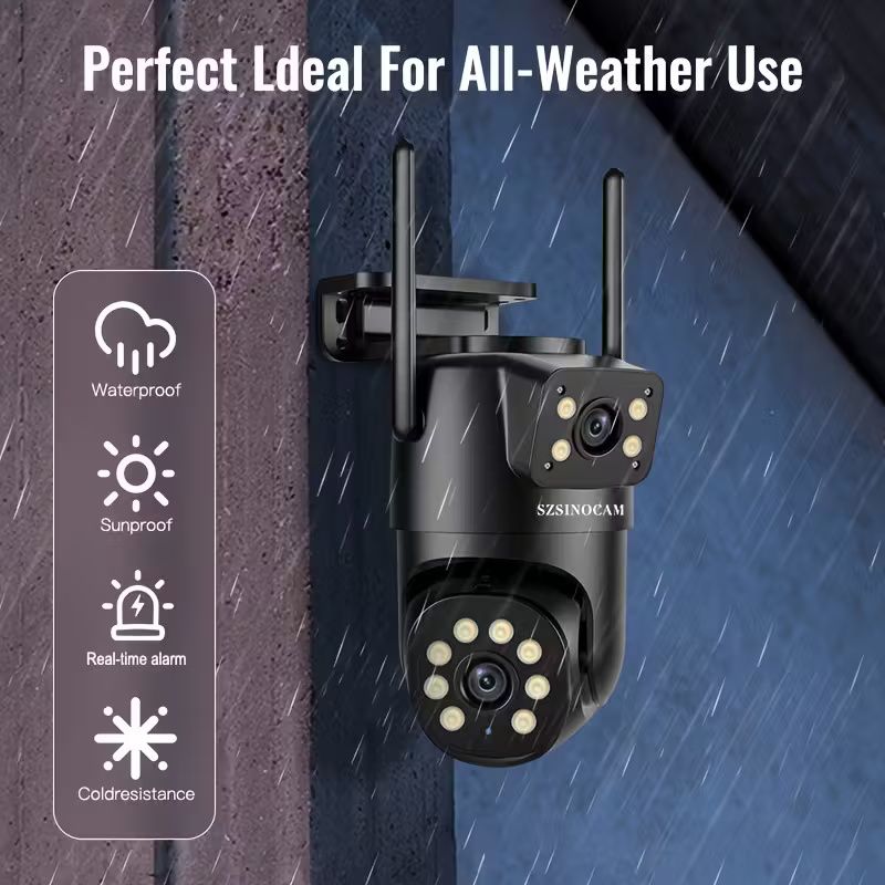 Outdoor PTZ WiFi Security Camera Dual Lens Screen