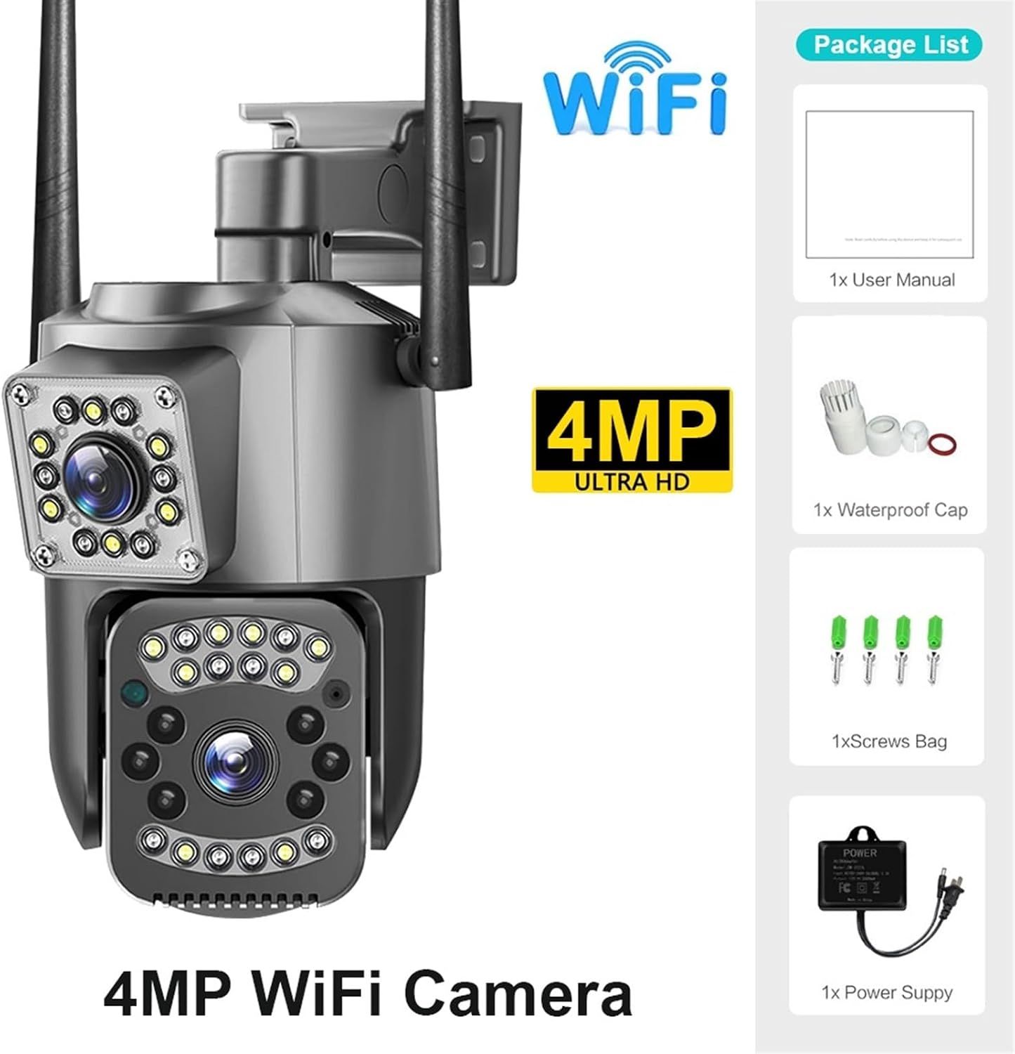 Outdoor CCTV Camera 4MP WiFi Dual Lens