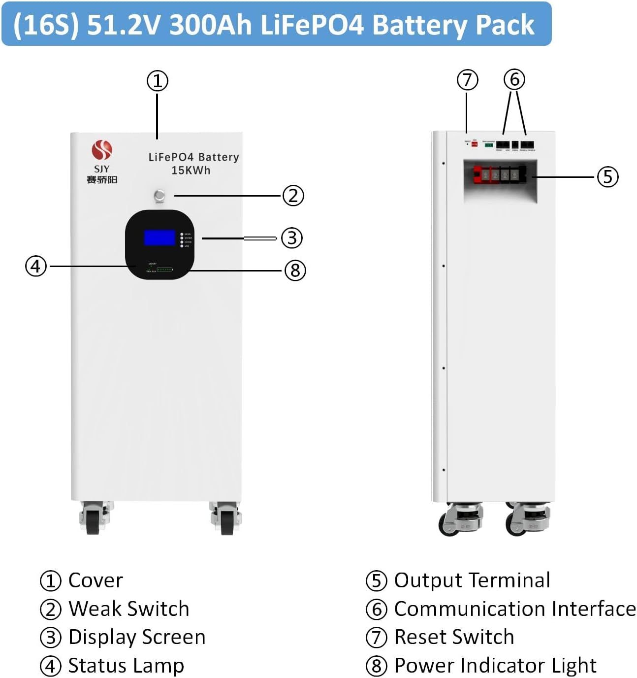 LiFePO4 Battery 16kWh 48V 314Ah Solar Storage