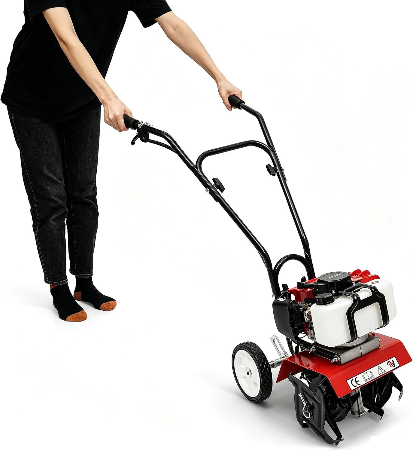 52cc Petrol Garden Tiller Cultivator 1.9KW, 30cm Working Width Rototiller with 4 Steel Blades for Soil Preparation