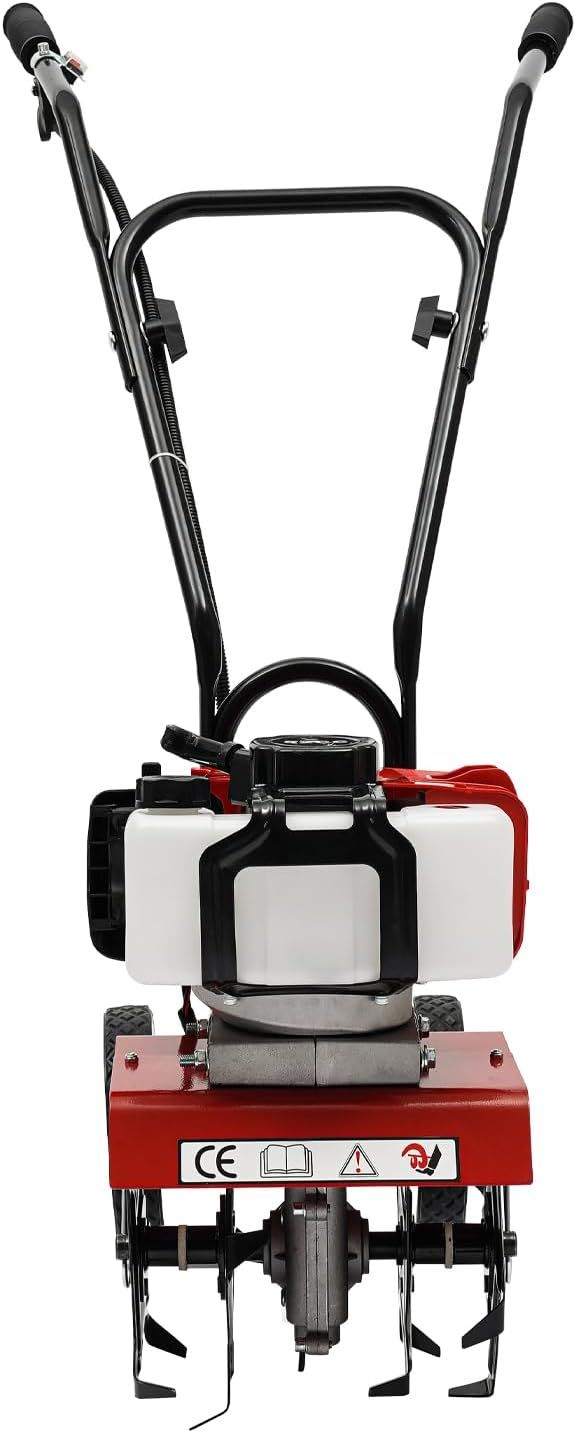 52cc Petrol Garden Tiller Cultivator 1.9KW, 30cm Working Width Rototiller with 4 Steel Blades for Soil Preparation
