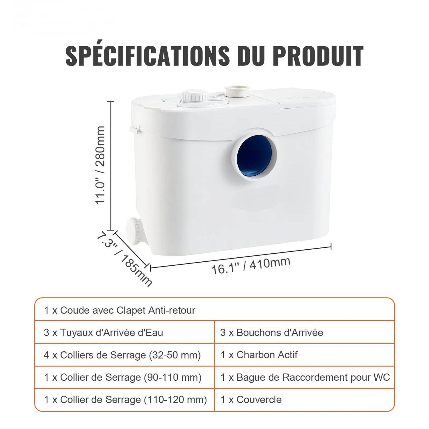 700W Macerator Pump 9600L/h 10m Head Sewage Waste Water Pump
