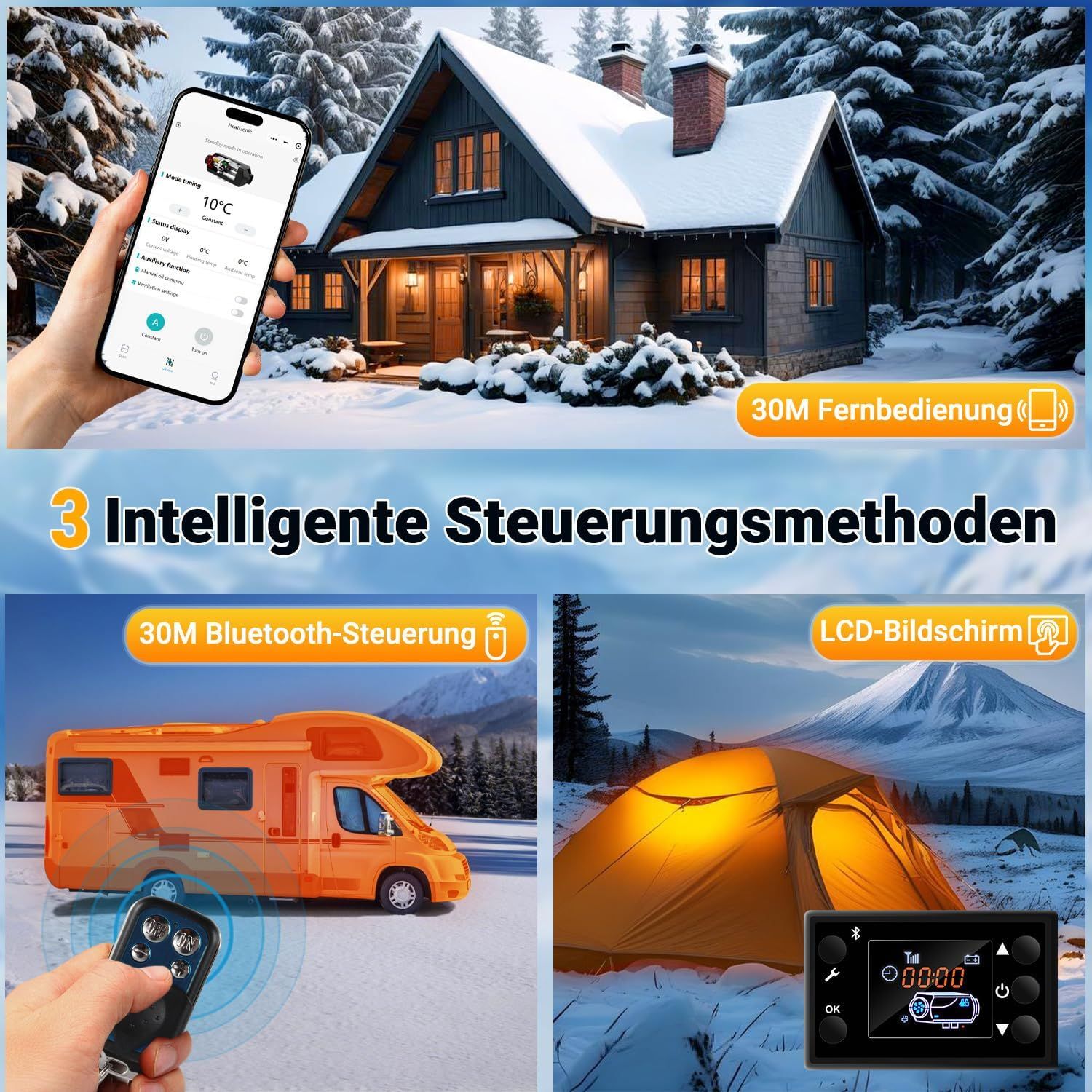 8KW Diesel Heater 12V 24V Bluetooth Remote Control