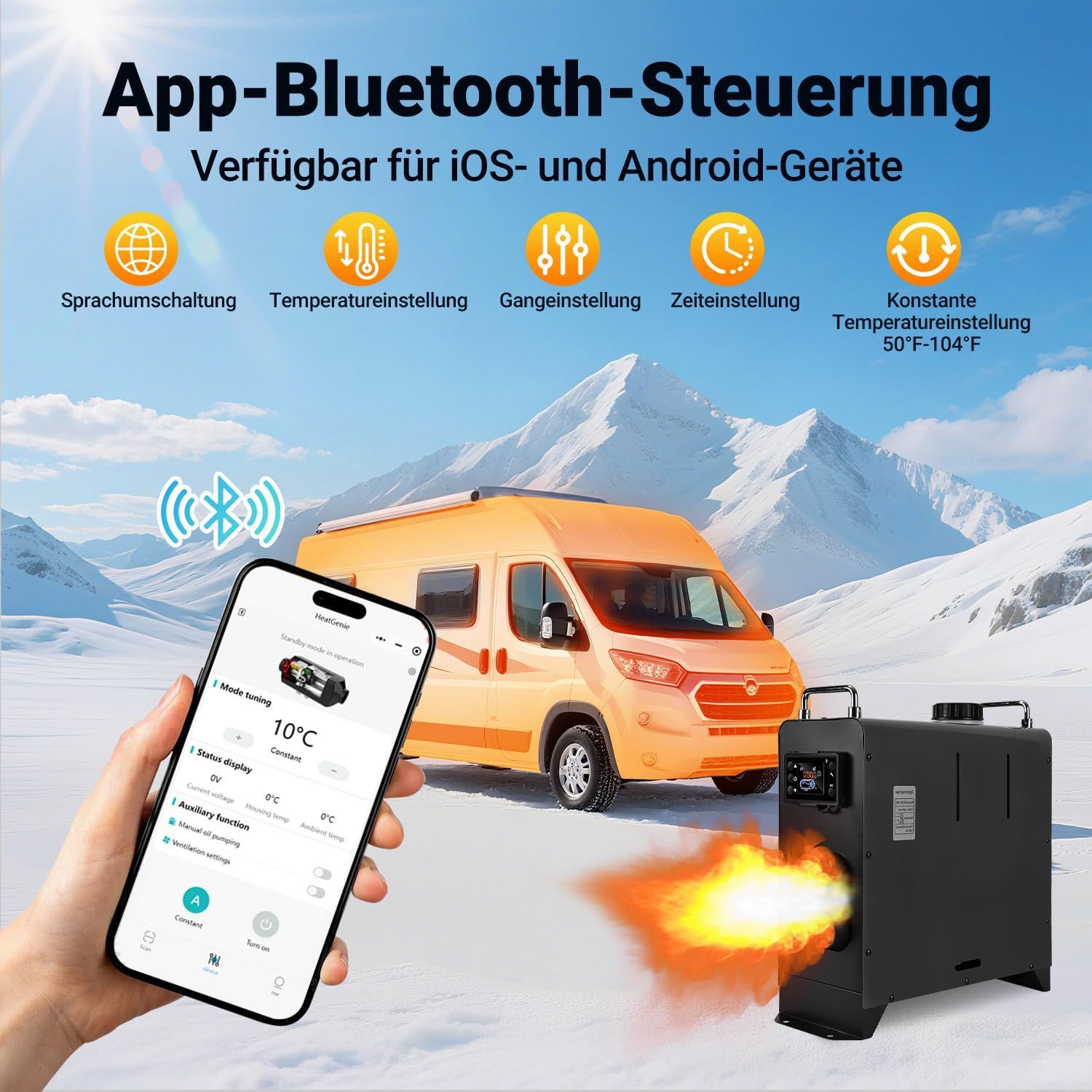 8KW Diesel Heater 12V 24V Bluetooth Remote Control