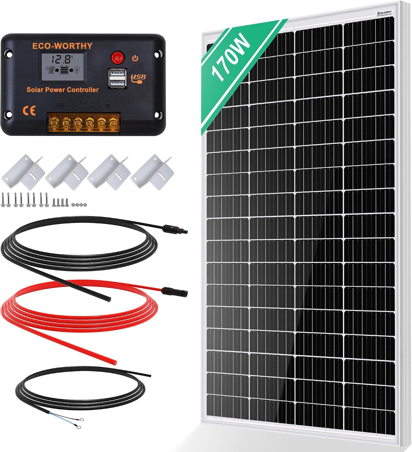 Solar Panel Kit 170W Monocrystalline with 30A Charge Controller