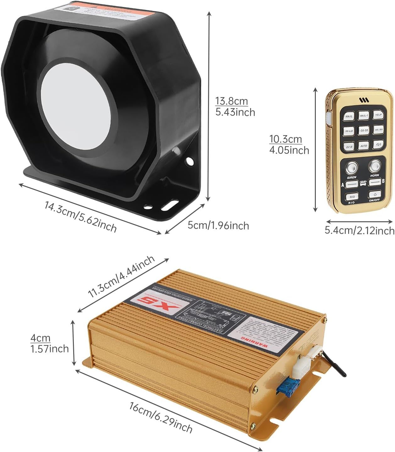 DC12V 200W 18 Sound Loud Car Warning Alarm Police Siren Horn Speaker with MIC System and Remote Control