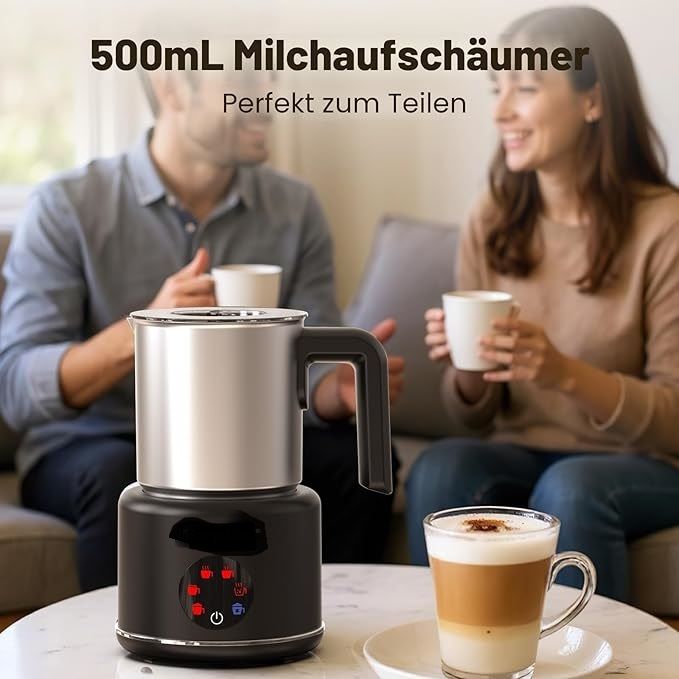 6 in 1 Electric Milk Frother 500ml 600W Hot Cold Foam &amp; Hot Chocolate