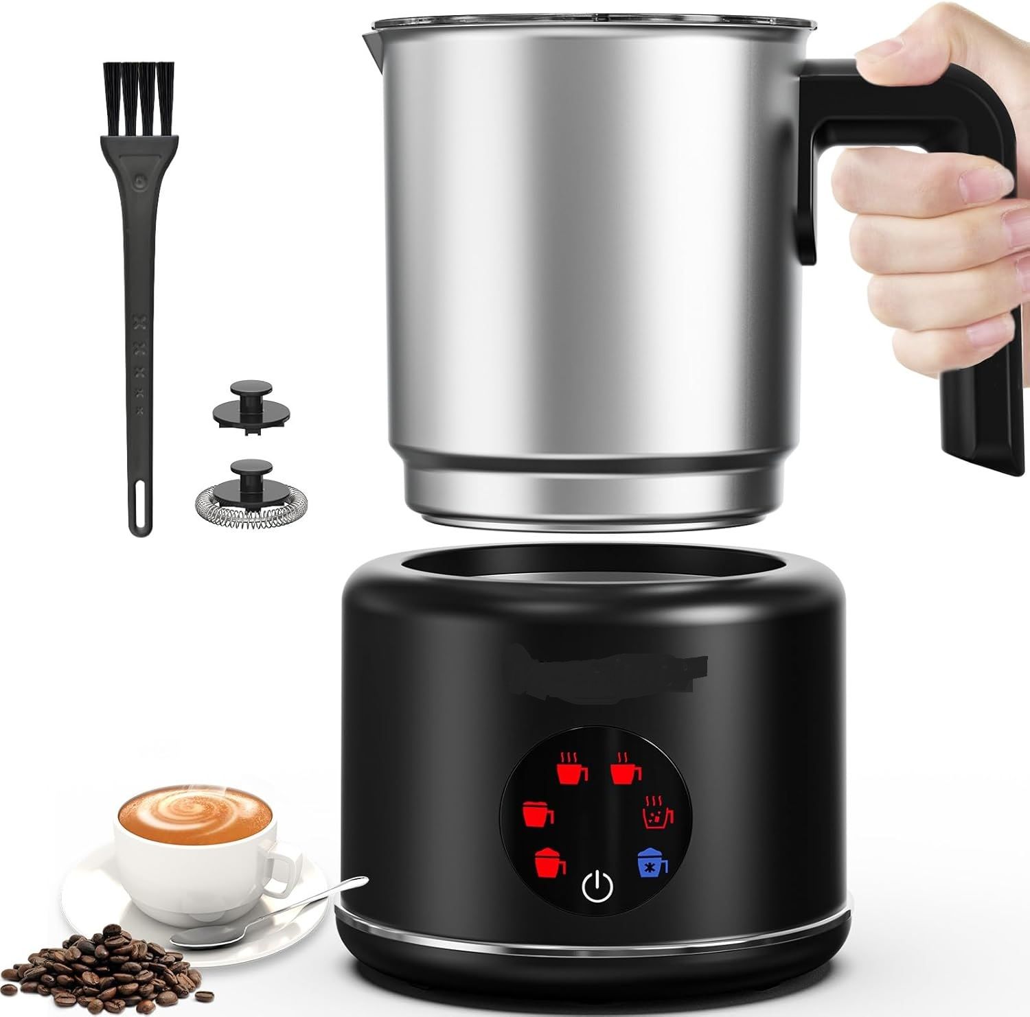 6 in 1 Electric Milk Frother 500ml 600W Hot Cold Foam &amp; Hot Chocolate