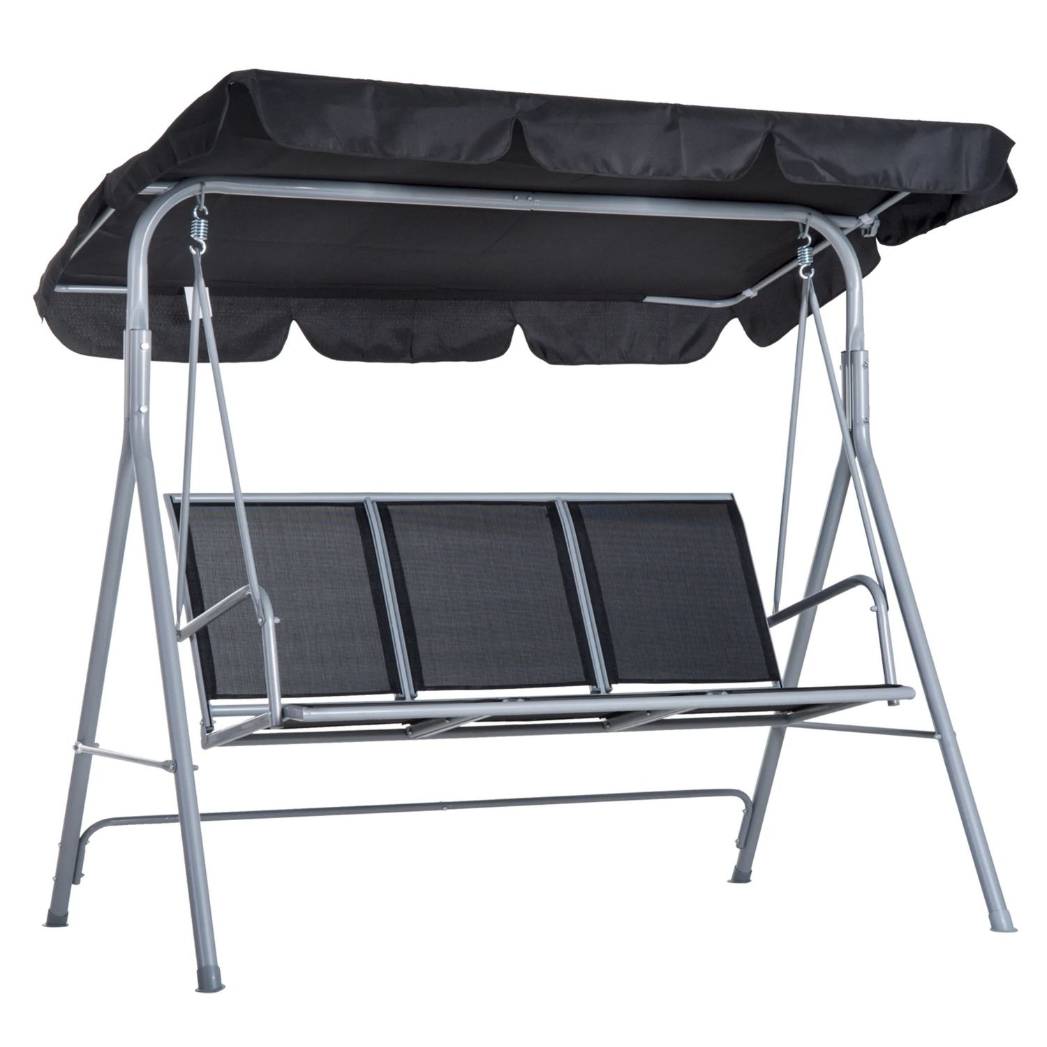 3 Seater Garden Swing Chair with Adjustable Canopy Outdoor Patio Swing