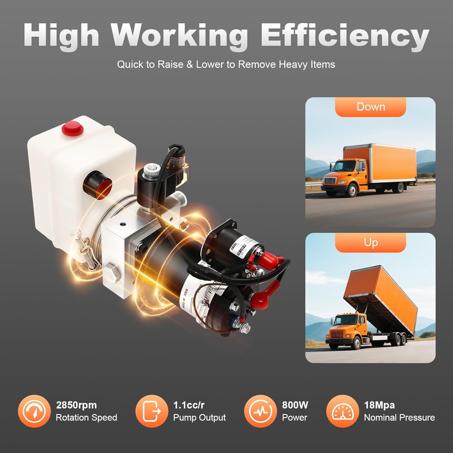 12V DC Electric Hydraulic Pump 1.58Qt Dump Trailer Power Unit Remote Control
