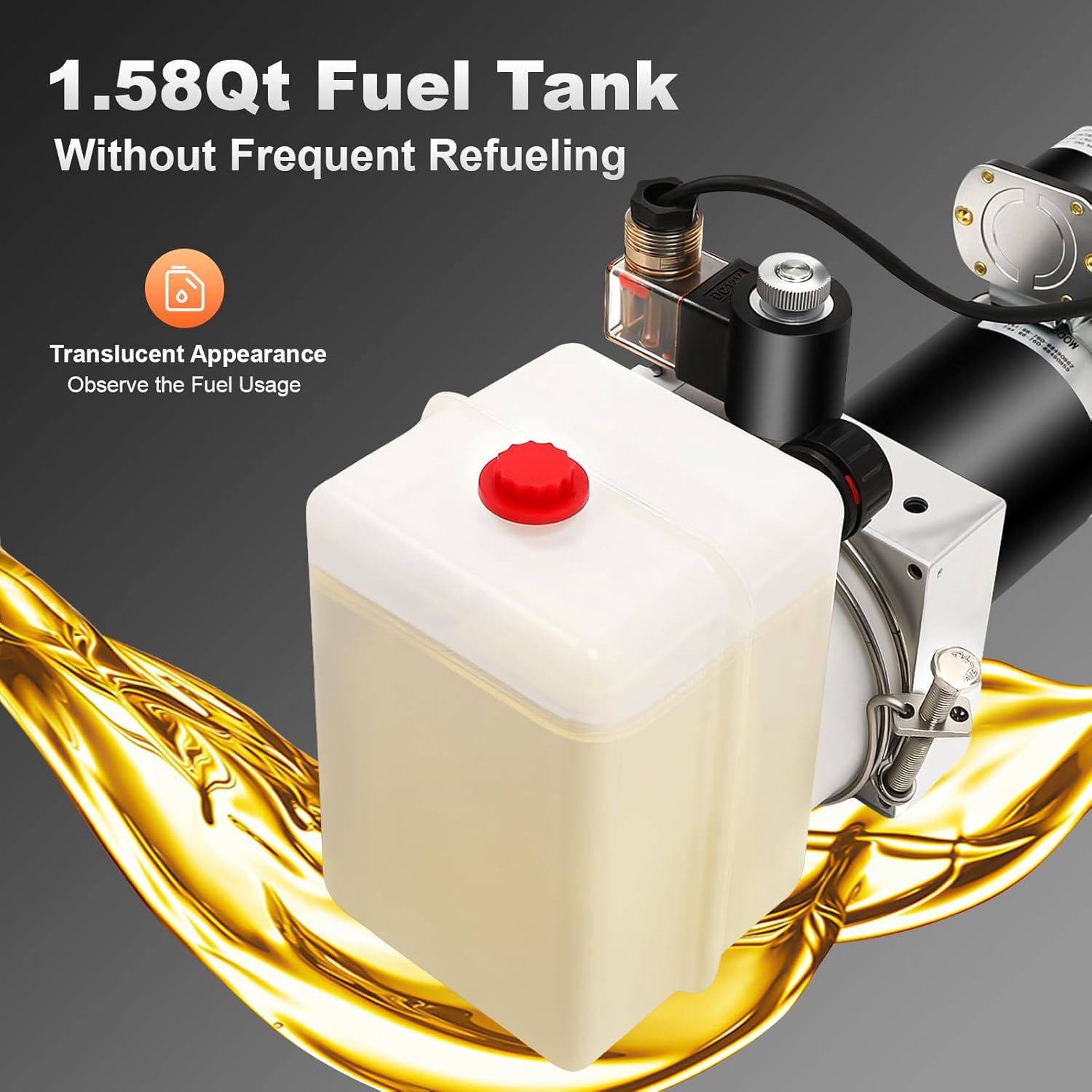 12V DC Electric Hydraulic Pump 1.58Qt Dump Trailer Power Unit Remote Control