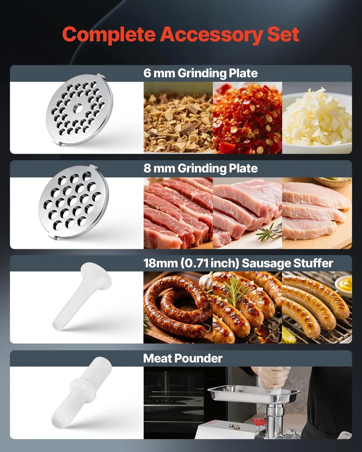 Commercial Electric Meat Grinder  600W &amp; 850W Heavy Duty Meat Mincer with Sausage Maker, 2 Blades &amp; 2 Grinding Plates