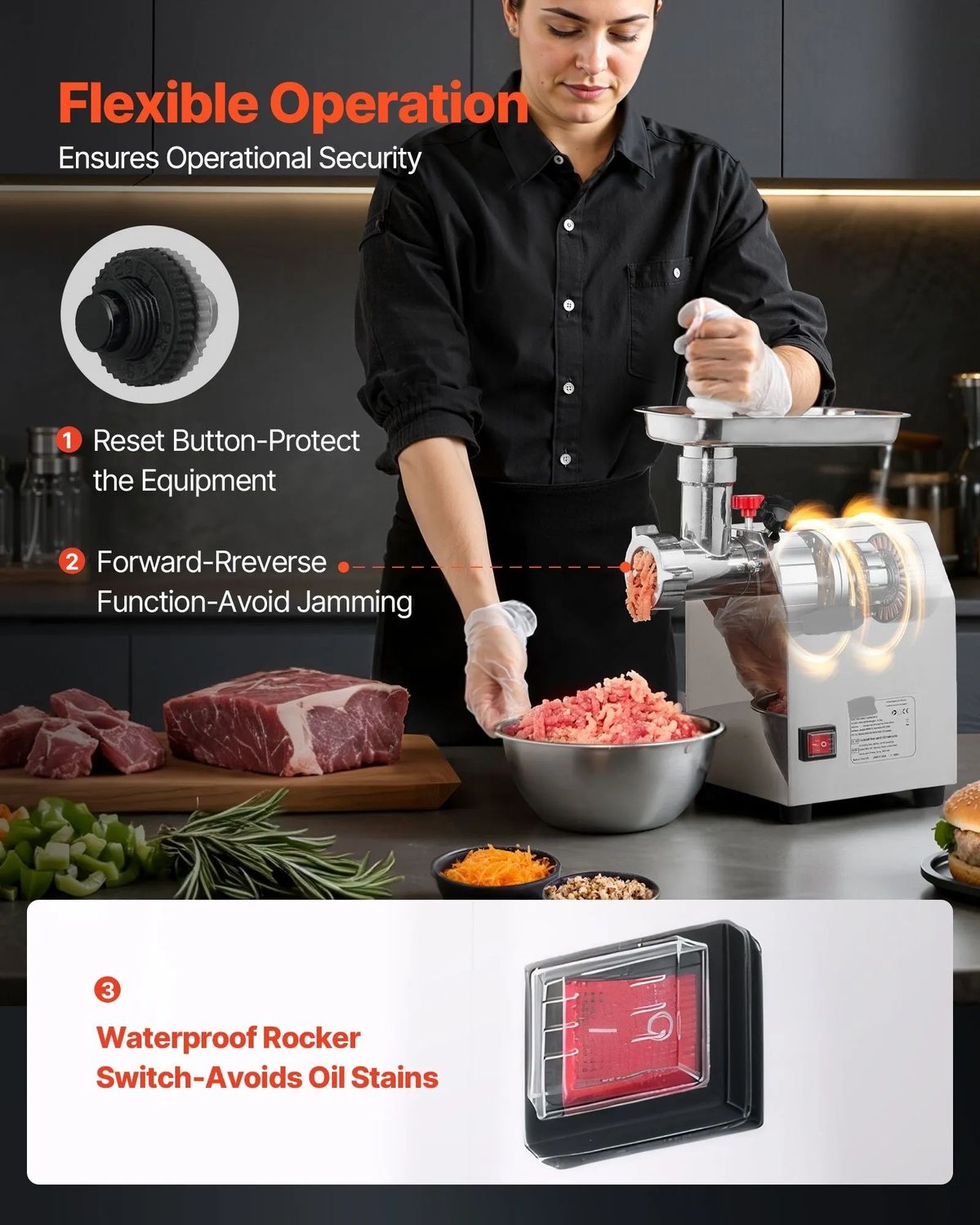Commercial Electric Meat Grinder  600W &amp; 850W Heavy Duty Meat Mincer with Sausage Maker, 2 Blades &amp; 2 Grinding Plates