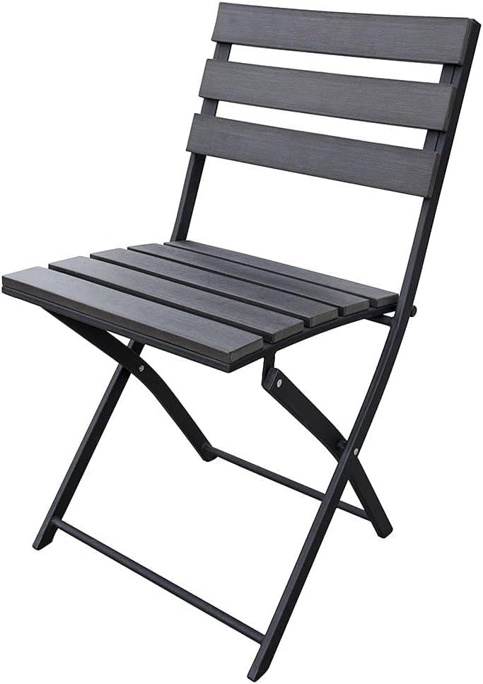 Garden Bistro Set 2 Folding Chairs &amp; Table, Outdoor Patio Furniture, Graphite Grey