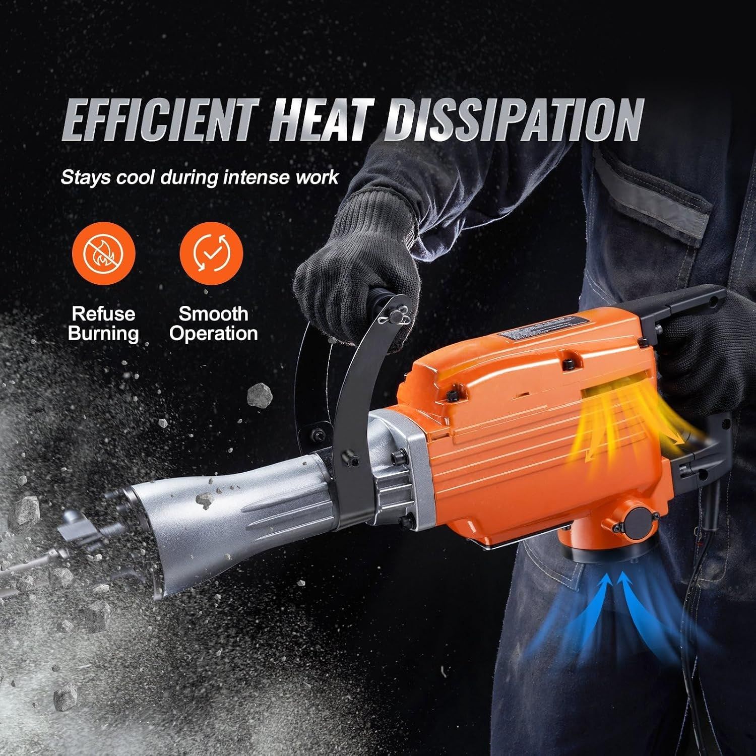 2200W Heavy-Duty Electric Jack Hammer — Concrete Breaker with 4 Chisel Bits, 2000r/min, Industrial Power Tool for Walls, Floors &amp; Tiles