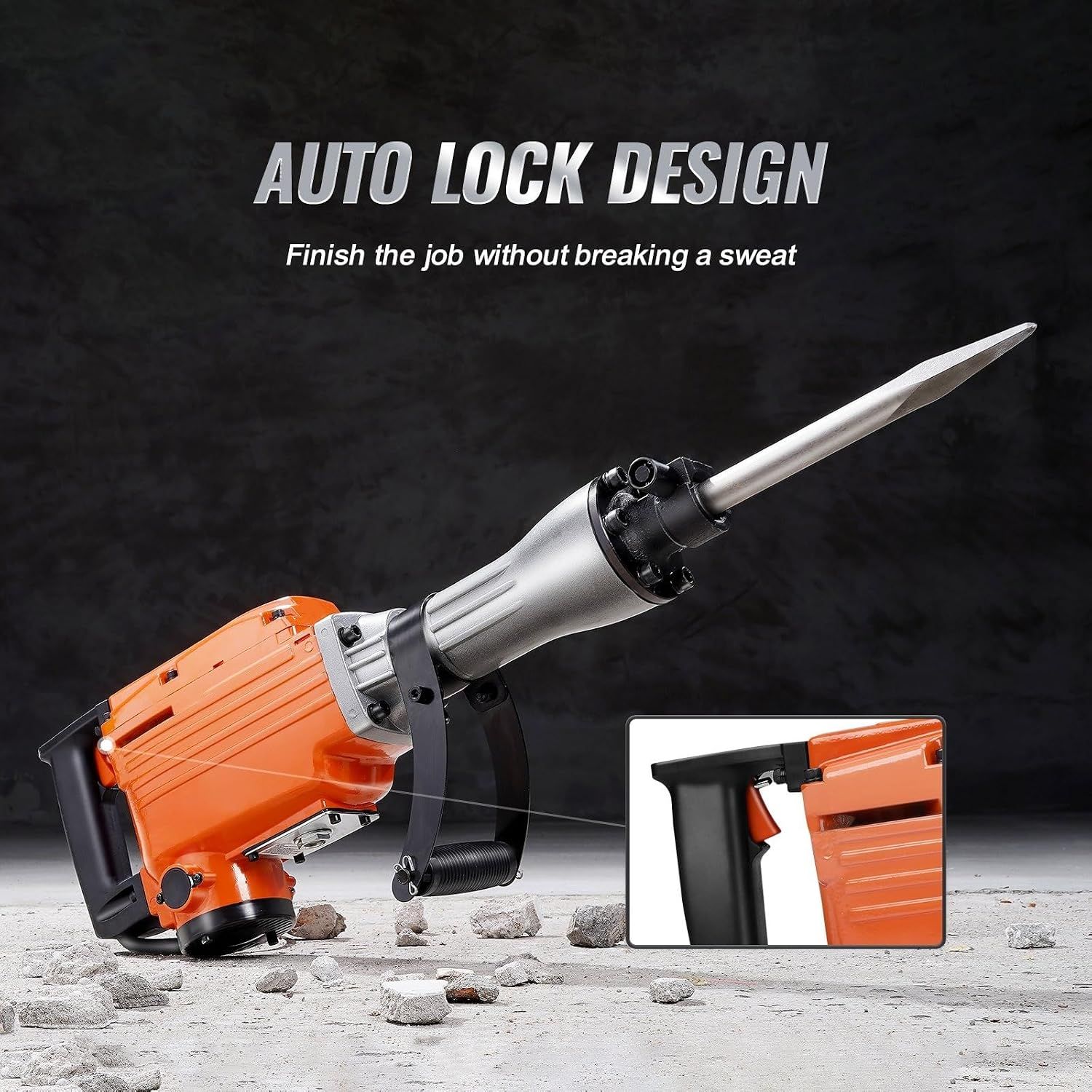 2200W Heavy-Duty Electric Jack Hammer — Concrete Breaker with 4 Chisel Bits, 2000r/min, Industrial Power Tool for Walls, Floors &amp; Tiles