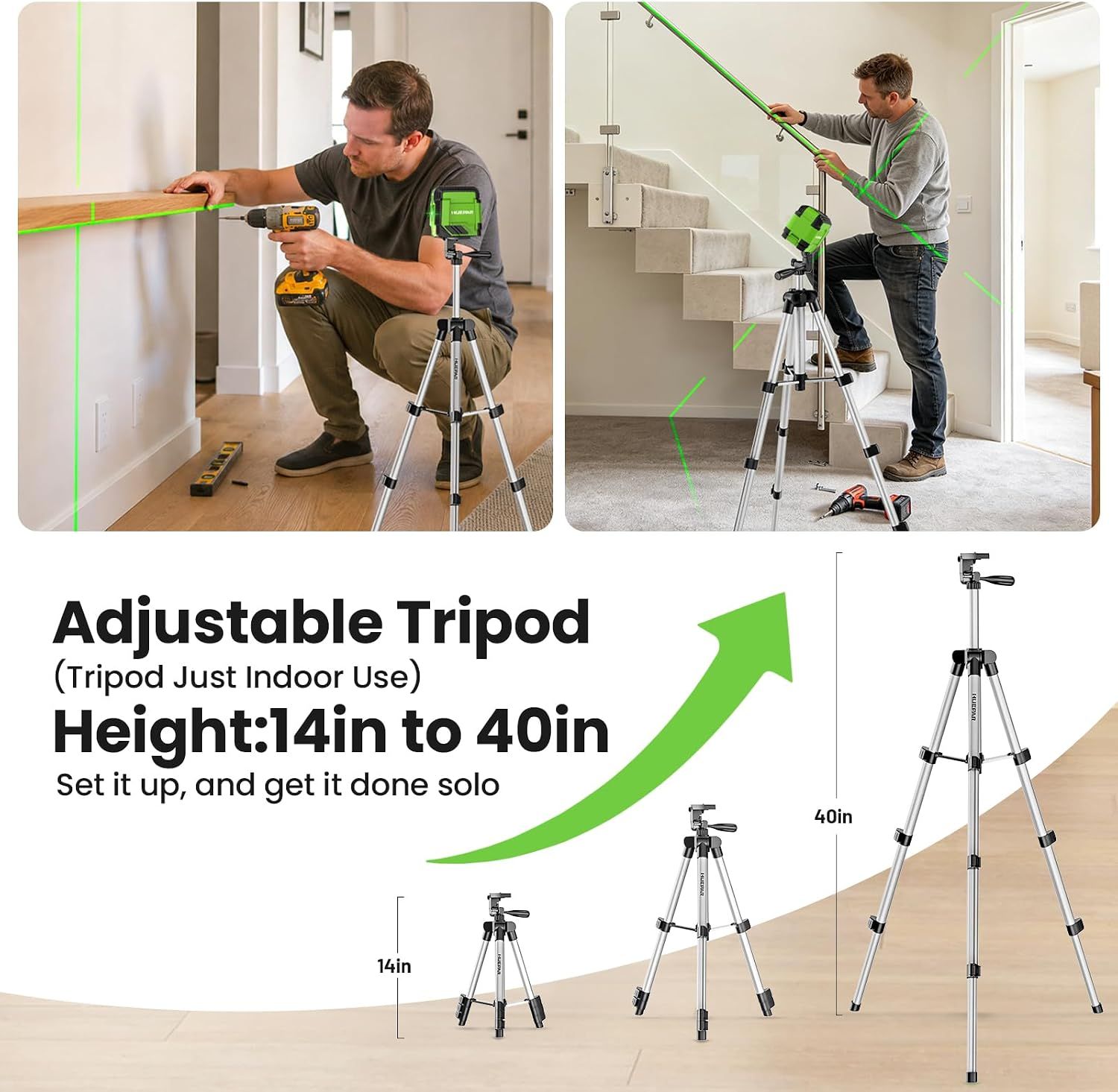 Laser Level Green Beam 30M Tripod Kit