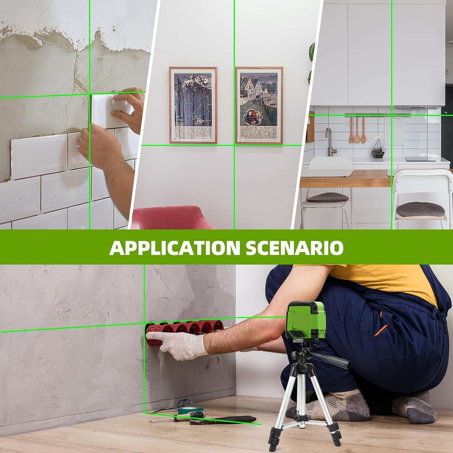 Laser Level Green Beam 30M Tripod Kit