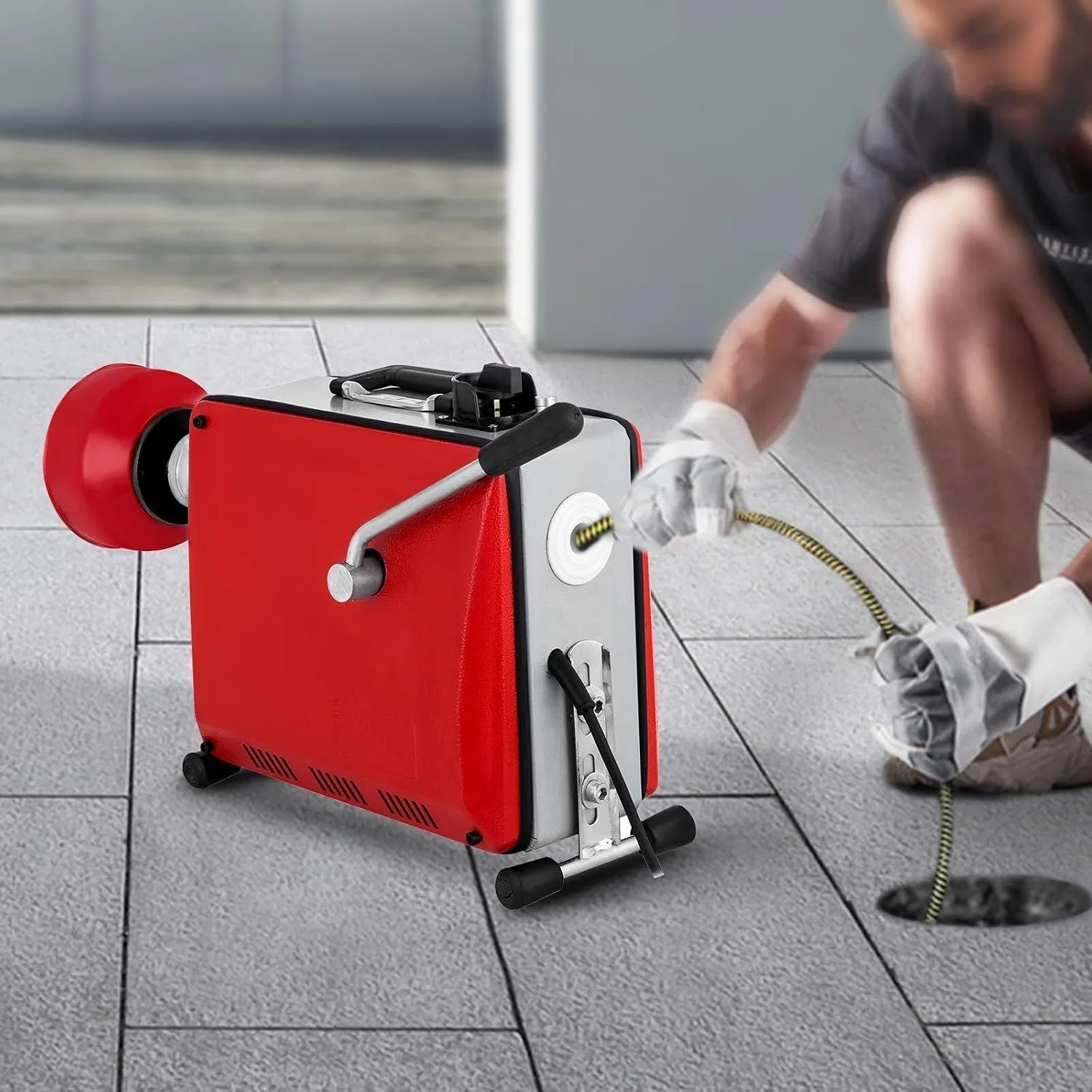 Electric Drain Auger Pipe Cleaner — 390W Powerful Motor, 220V Sewer Line Cleaning Machine