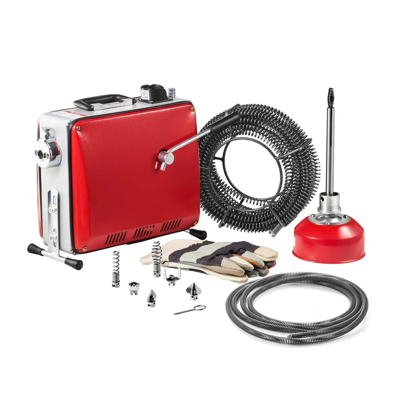 390W Electric Drain Cleaner Machine with 6 Cutters and 3 Cables