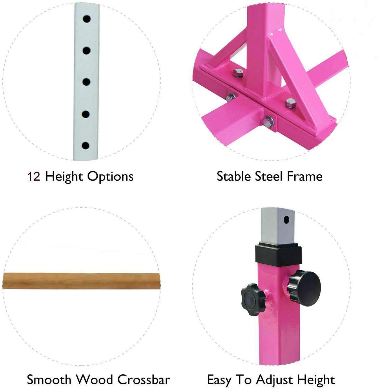 Saio Gymnastics Training Bar — Kids Uneven High Bar, Hardwood Construction, Home Gym Sporting Equipment for Children