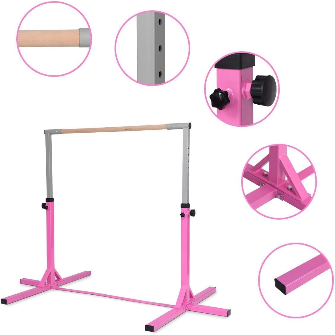 Saio Gymnastics Training Bar — Kids Uneven High Bar, Hardwood Construction, Home Gym Sporting Equipment for Children