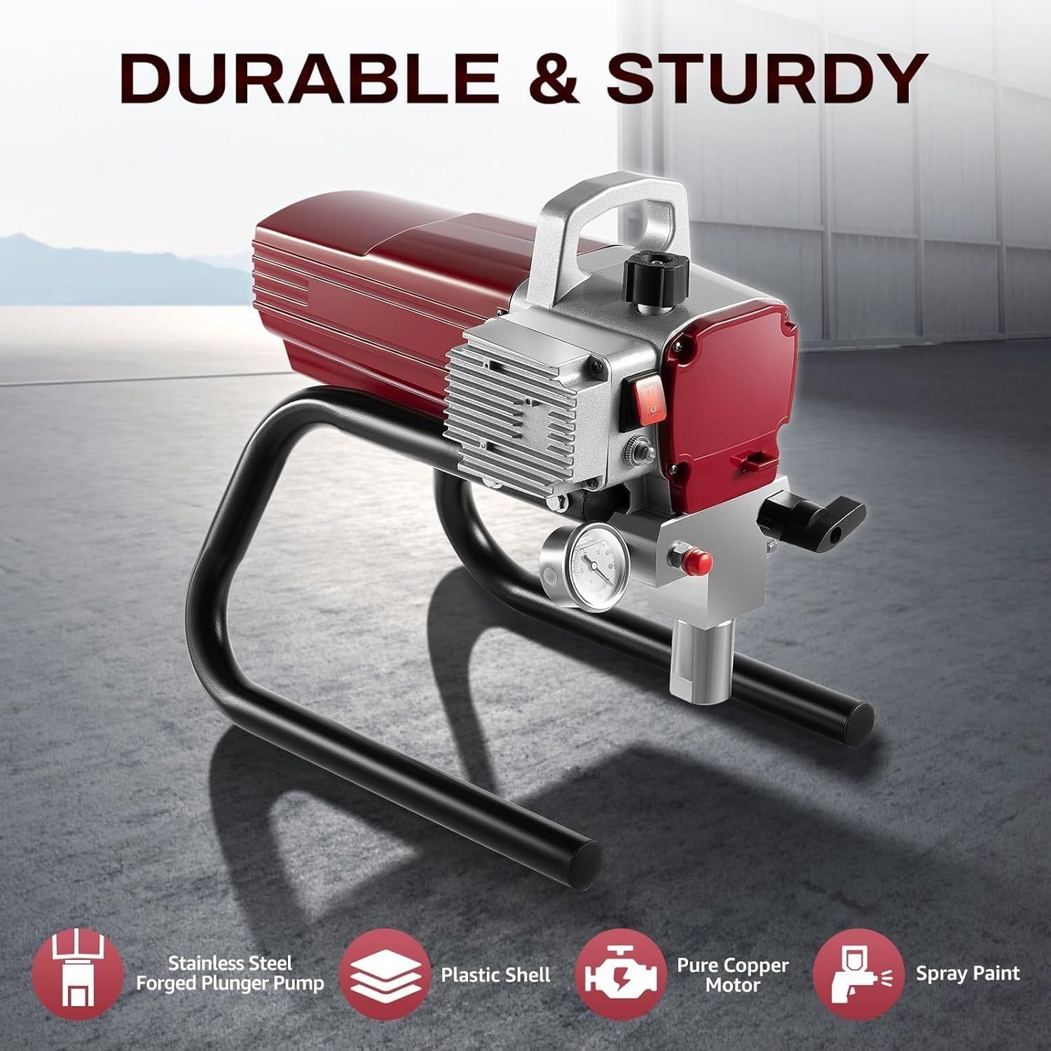1800W Airless Spray Painting Machine — High Pressure Sprayer with 10m Hose &amp; 50Hz Operation, for Home, Office, Fence, Furniture &amp; Professional Painting