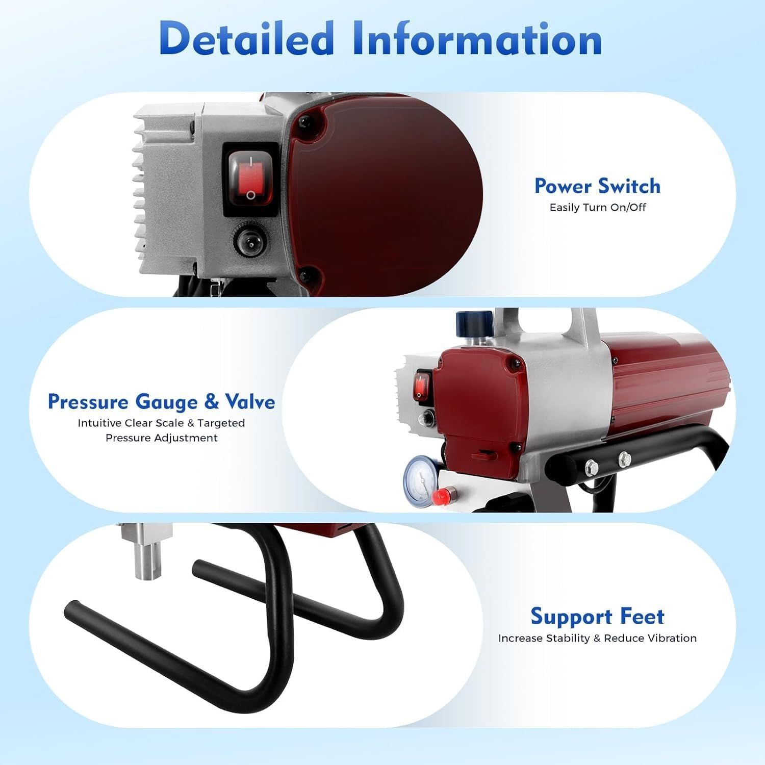 1800W Airless Spray Painting Machine — High Pressure Sprayer with 10m Hose &amp; 50Hz Operation, for Home, Office, Fence, Furniture &amp; Professional Painting