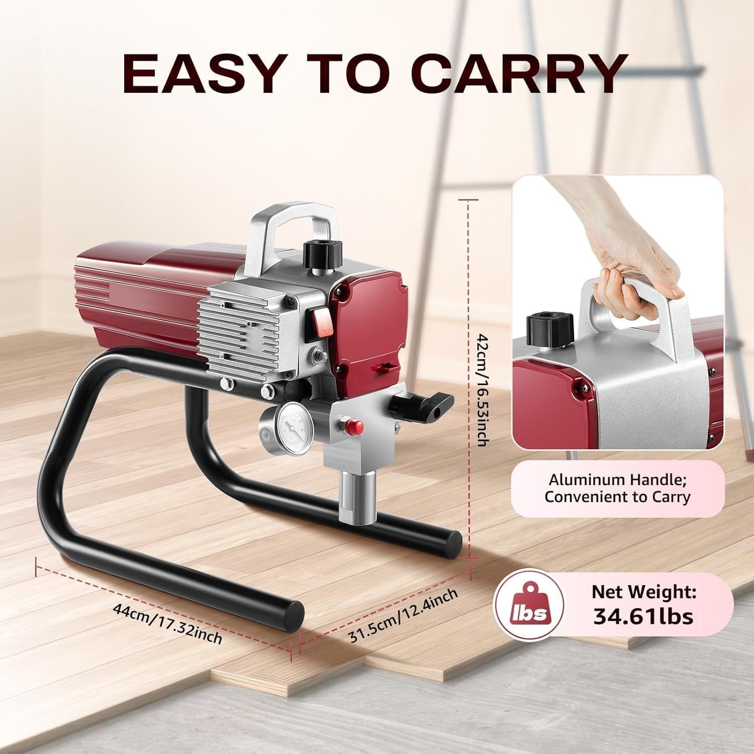 1800W Airless Spray Painting Machine — High Pressure Sprayer with 10m Hose &amp; 50Hz Operation, for Home, Office, Fence, Furniture &amp; Professional Painting