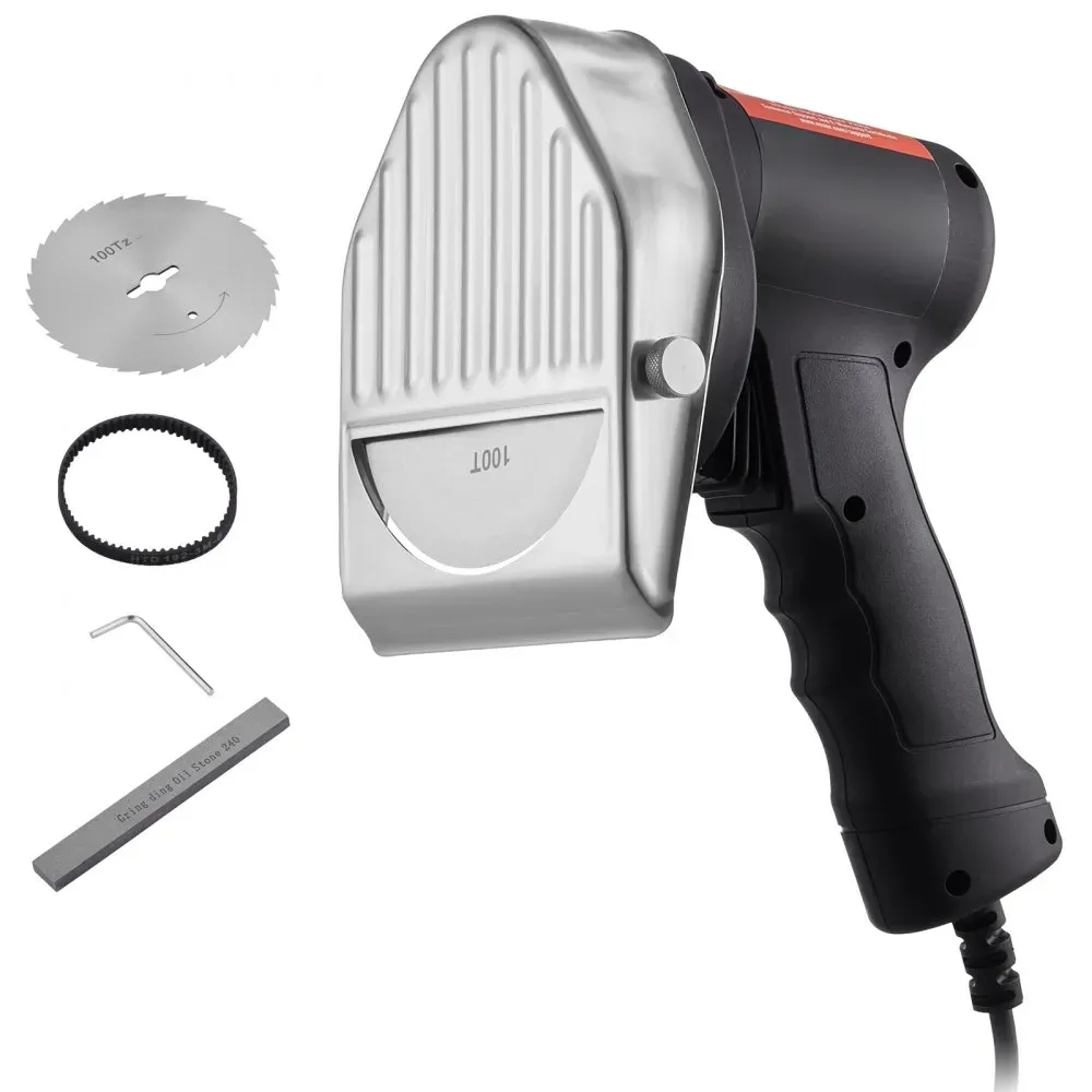 Electric Shawarma &amp; Kebab Knife — 80W Commercial Stainless Steel Gyro Slicer, 100mm Blade Diameter, Includes 2 Blades