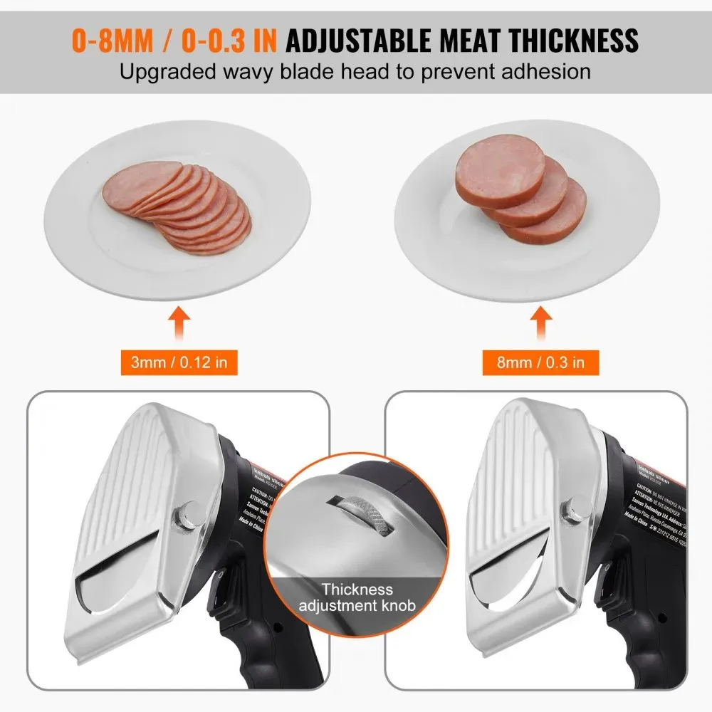 Electric Shawarma &amp; Kebab Knife — 80W Commercial Stainless Steel Gyro Slicer, 100mm Blade Diameter, Includes 2 Blades