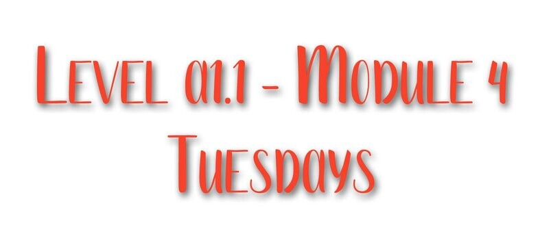 YEARS 3 & 4 - TUESDAYS - LEVEL A1.1 (MODULE 4)