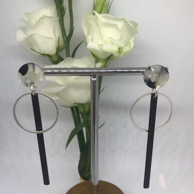 Earring Black &amp; Silver