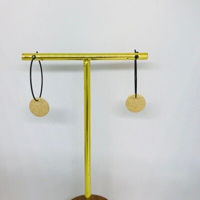 Black Earring with Golden Pendant