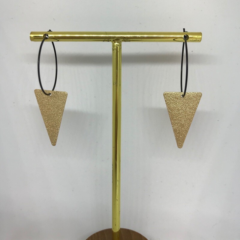 Black Earring with Golden Triangle