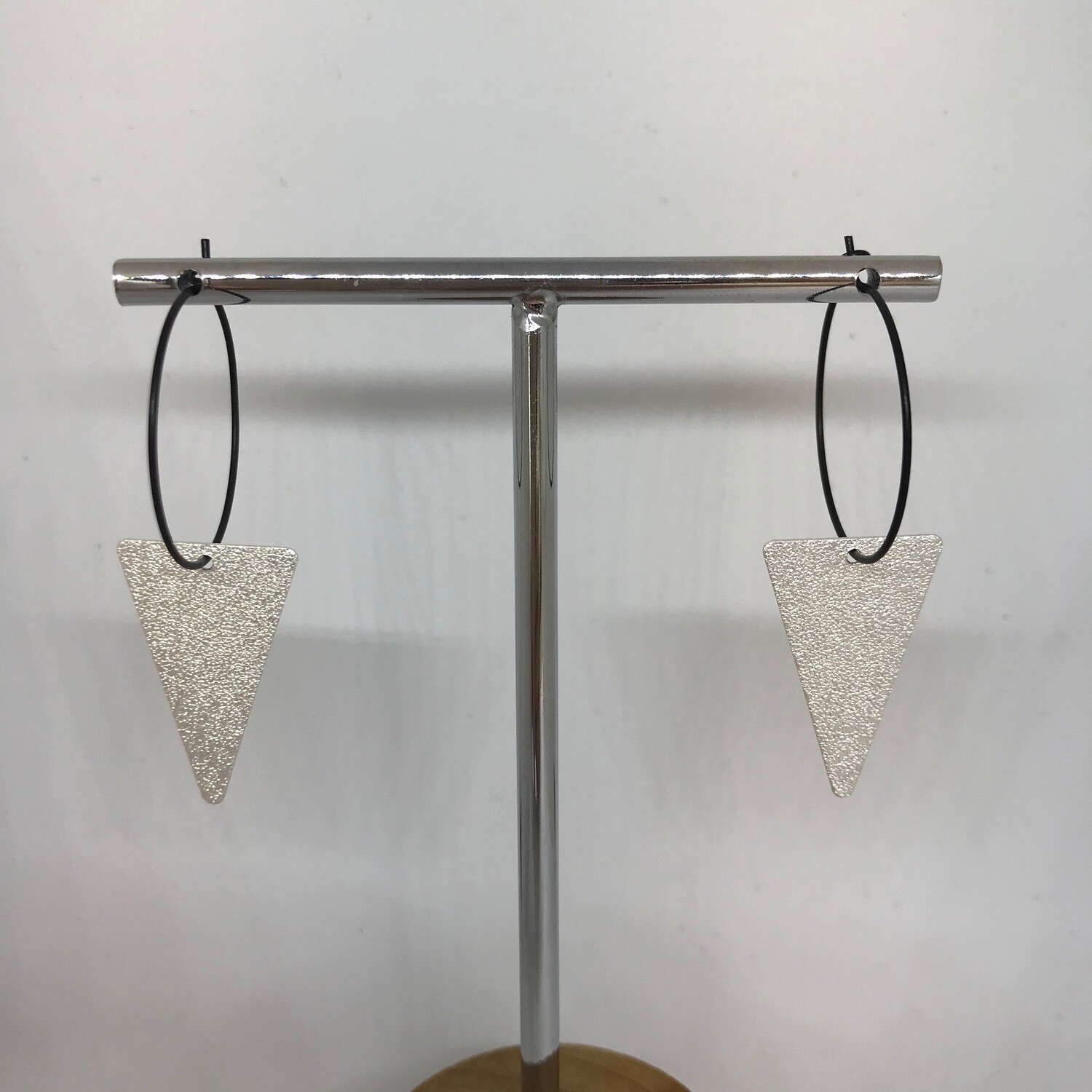 Black Earring with Silver Triangle