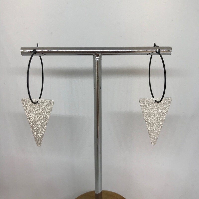 Black Earring with Silver Triangle