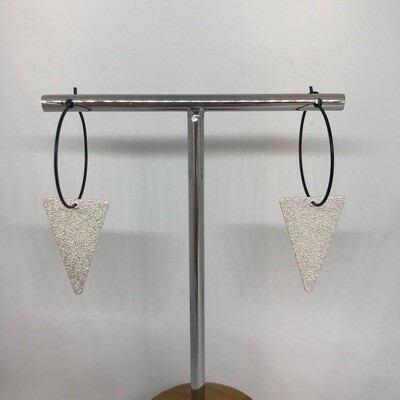 Black Earring with Silver Triangle