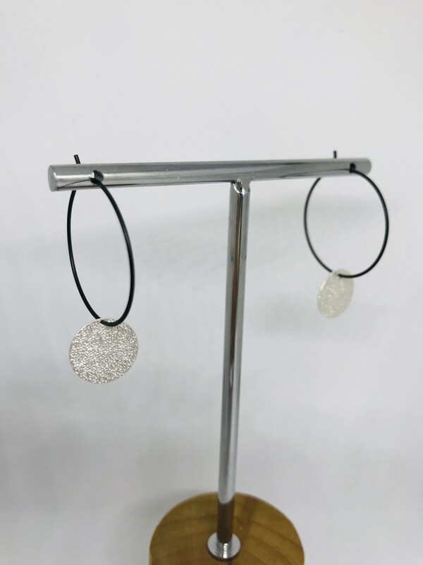 Black Earring withSilver Pendant