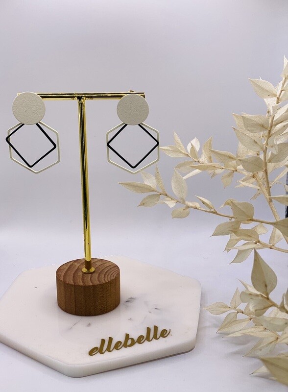 Geometric earring ivory/black