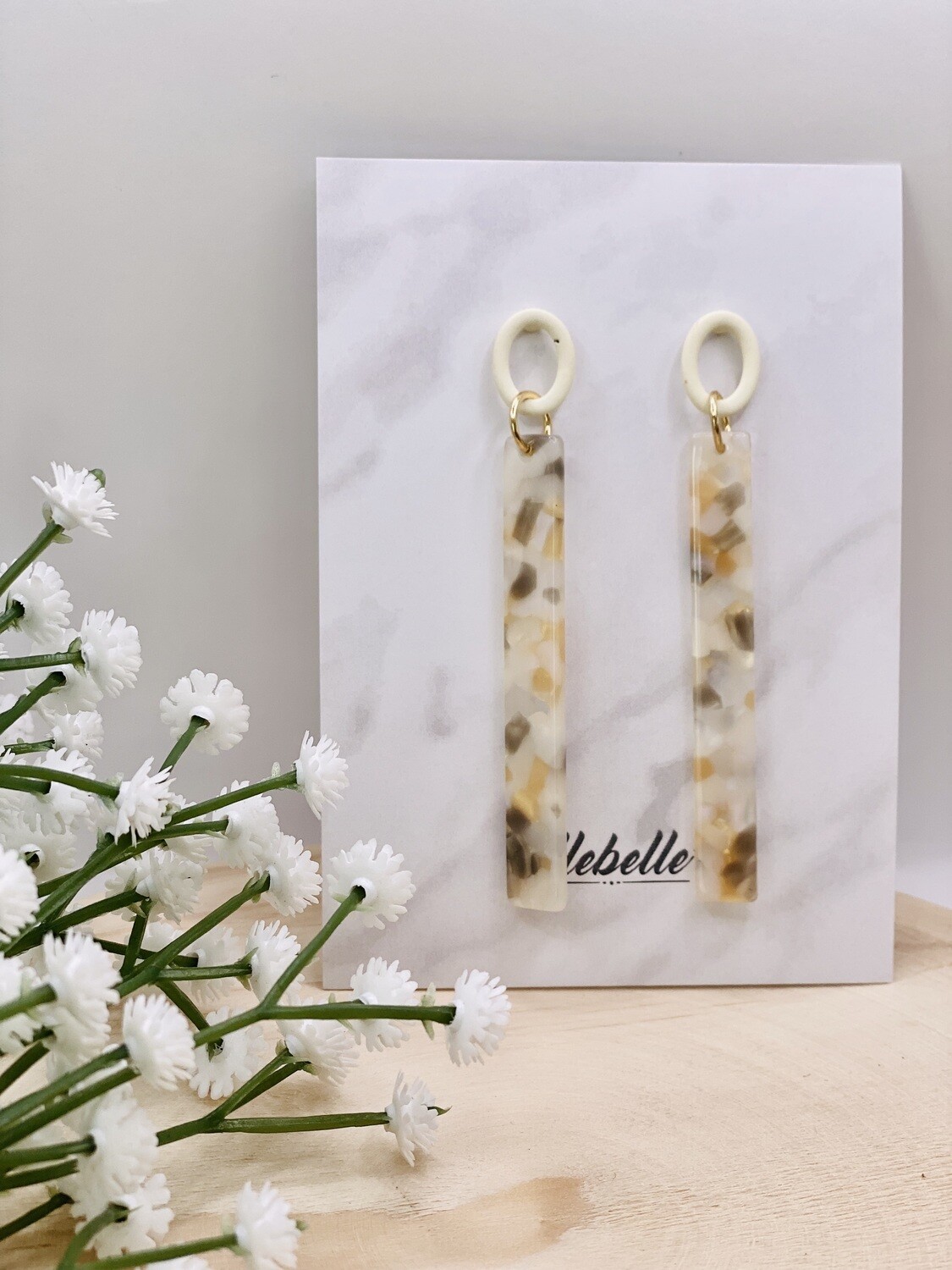 Earring Long Louise, Colour: Beige